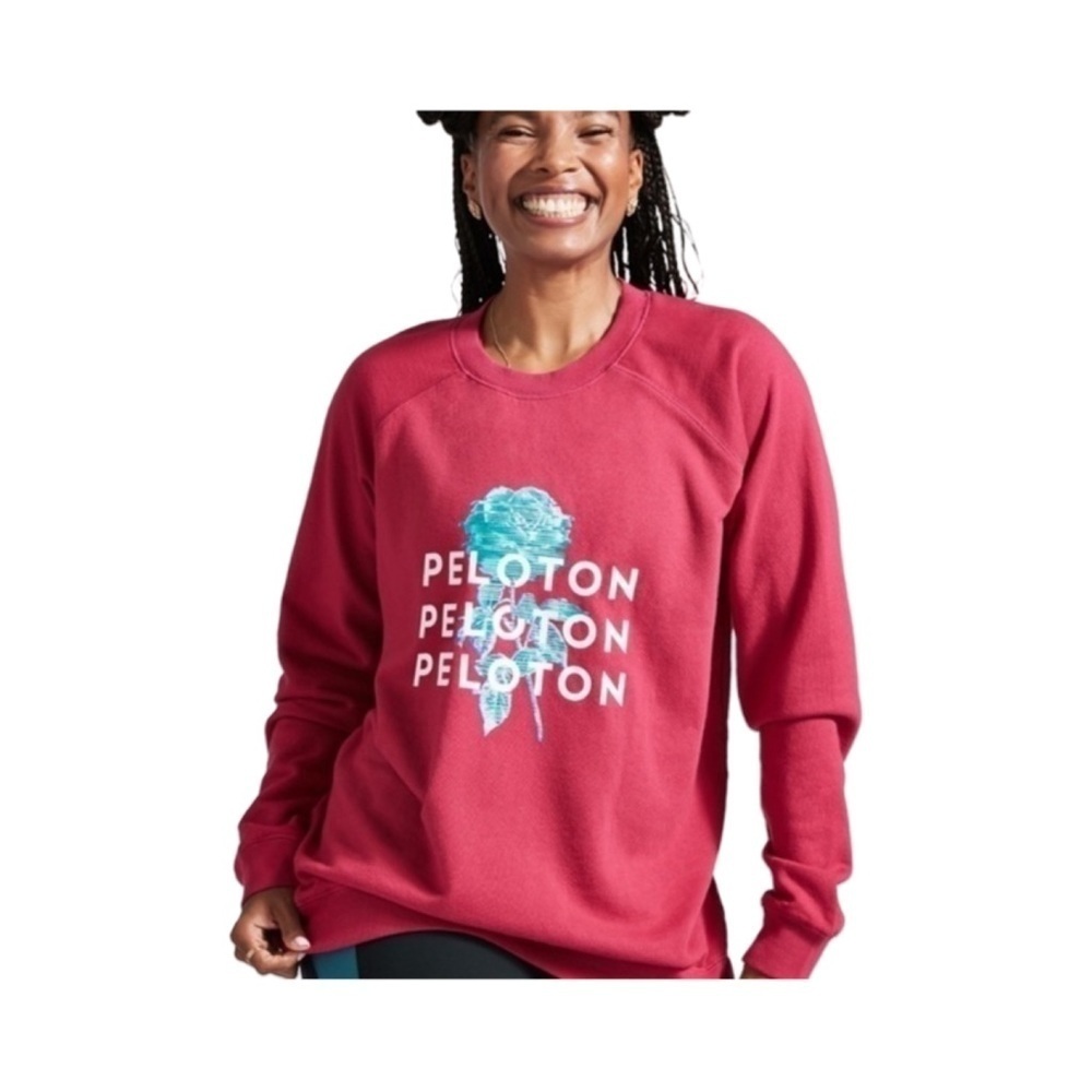 Peloton Pink & Blue Everyday Oversized Crewneck Sweatshirt NWT Size S
